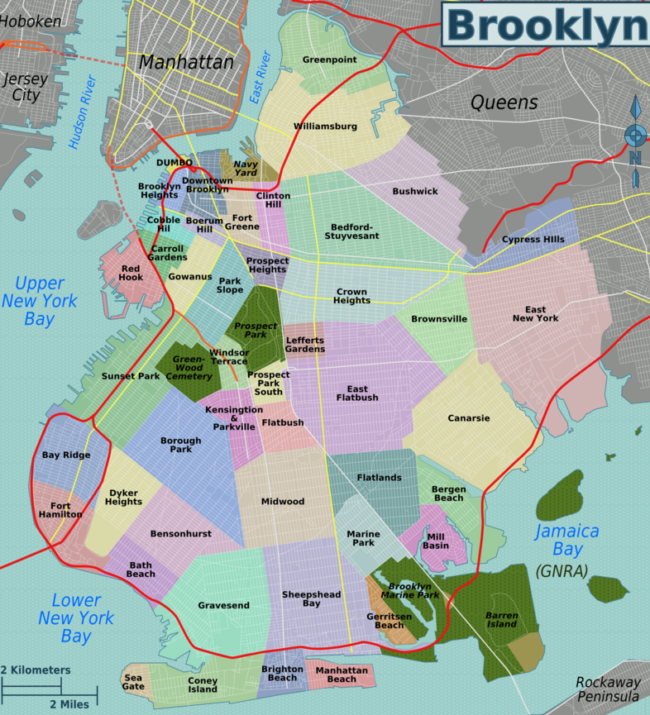 Carte des quartiers de Brooklyn
