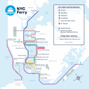 Carte du réseau de ferry à New York