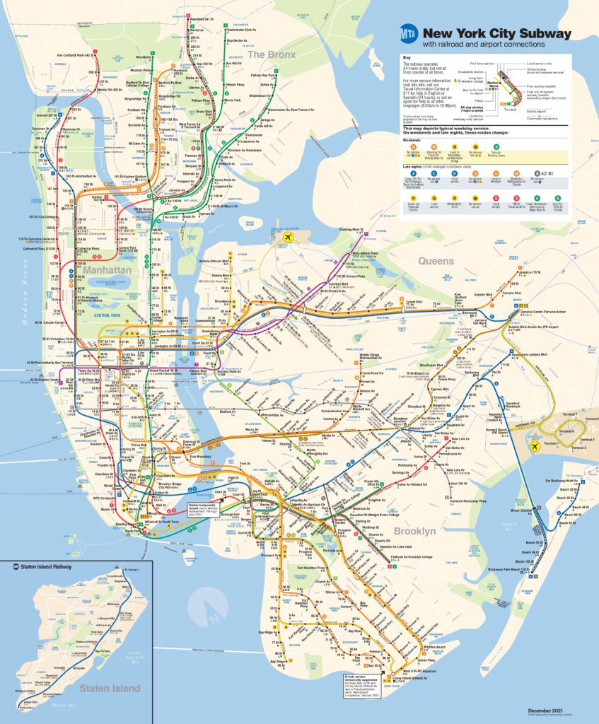 Plan de métro New York MTA