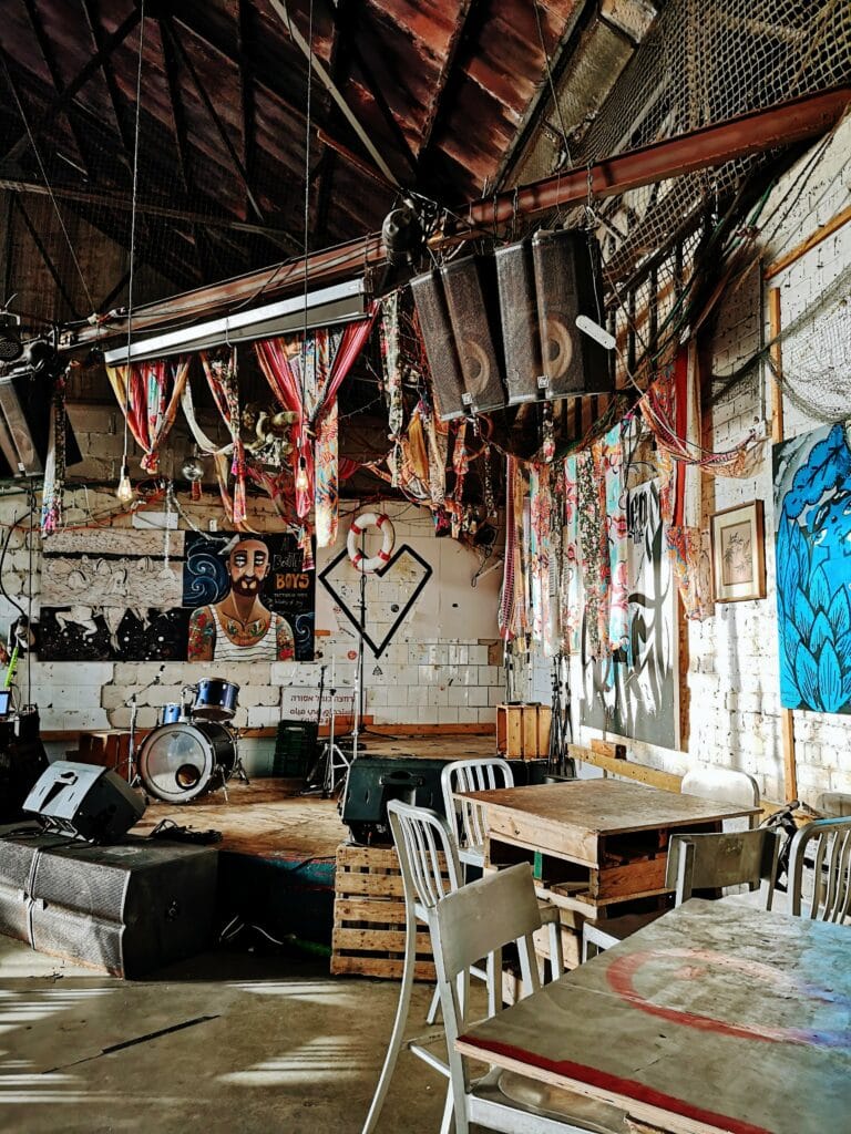 Interior of a bar on Jaffa Port in Tel Aviv Israel