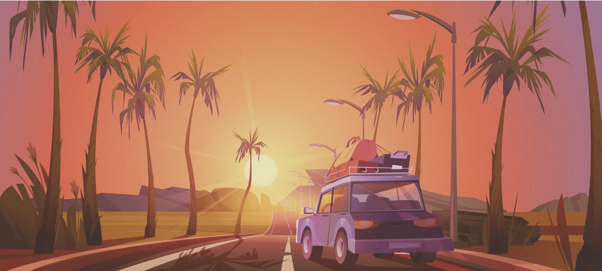 Illustration de louer une voiture en voyage