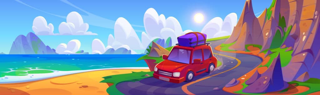 Illustration voyage en voiture